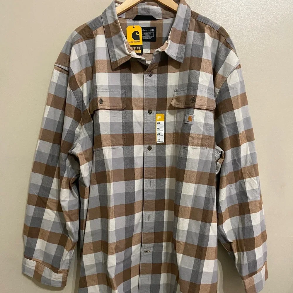 Carhartt Loose Fit Heavyweight Flannel Long Sleeve Plaid Shirt TW4451 Mens 4XL_4